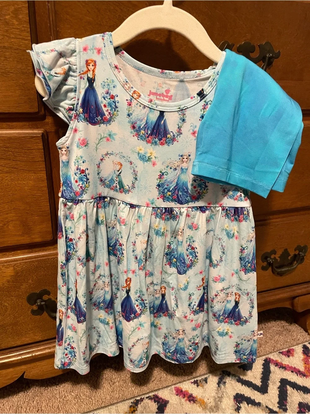 Junebug Bamboo Fleur De Ice Frozen Peplum Top & Shorts